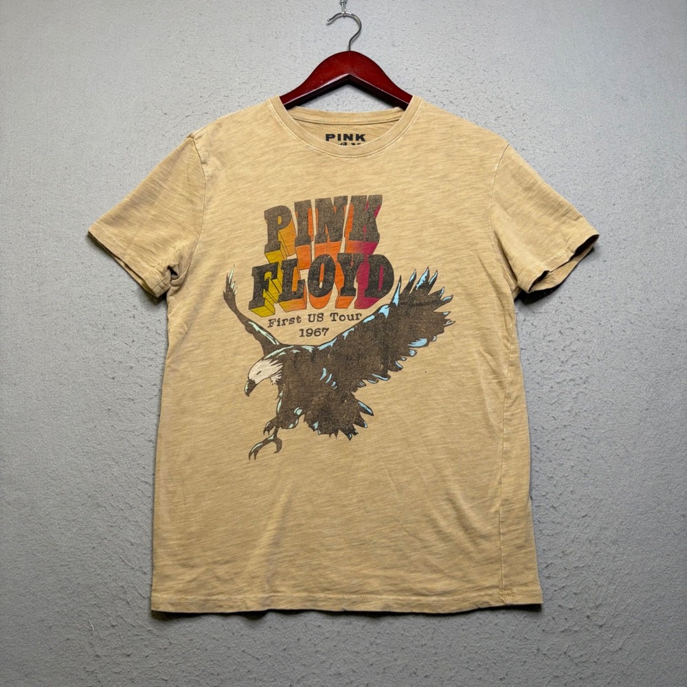 Lucky Brand Pink Floyd T-Shirt Mens Small Tan First US Tour 1967 Eagle Slub Knit